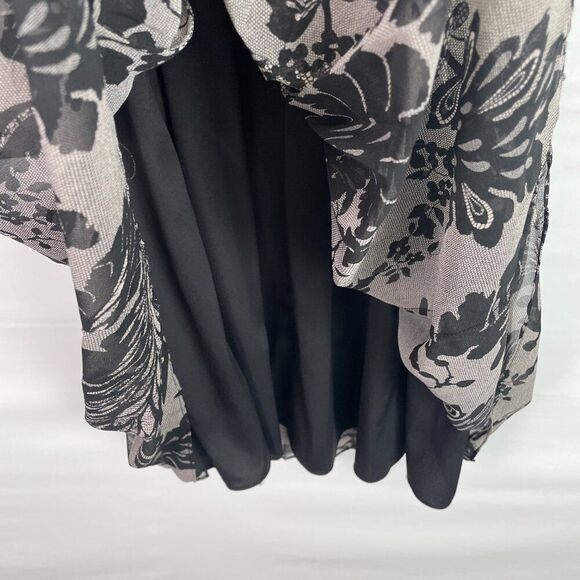 Diane Von Furstenberg Ria Floral Print Belted Pleats Chiffon Dress Black 6 - Picture 7 of 11